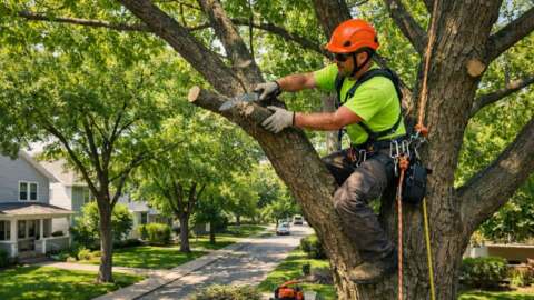 A man doing tree maintenance